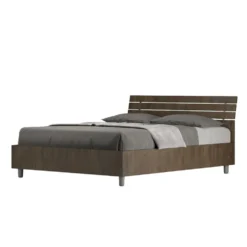 Letto 140x200cm alla francese testata inclinata effetto legno noce LIT353