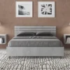 Letto 140x190cm alla francese testata inclinata moderna cemento LIT351