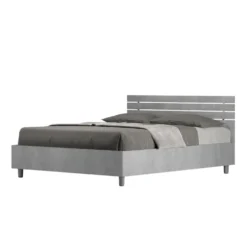 Letto 140x200cm alla francese testata dritta moderna cemento LIT349