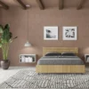 Letto 140x200cm alla francese testata dritta effetto legno quercia LIT349