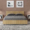 Letto 140x190cm alla francese testata dritta effetto legno quercia LIT347