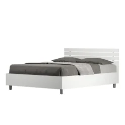 Letto 140x190cm alla francese testata dritta effetto legno bianco frassino LIT347