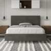 Letto 140x200cm alla francese testiera liscia in microfibra grigio LIT271