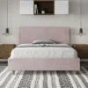Letto 140x200cm alla francese testiera liscia in microfibra glicine lilla LIT271