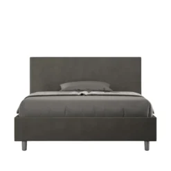 Letto 140x190cm alla francese testiera liscia in microfibra grigio LIT269