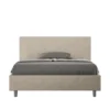 Letto 140x210cm alla francese testiera liscia in microfibra sabbia beige LIT273
