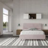 Letto 140x210cm alla francese testiera liscia in microfibra glicine lilla LIT273