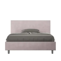 Letto 140x210cm alla francese testiera liscia in microfibra glicine lilla LIT273