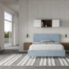 Letto 140x210cm alla francese testiera liscia in microfibra azzurro LIT273