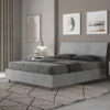 Letto 140x190cm alla francese testiera inclinata effetto legno cemento LIT343
