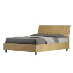 Letto 140x190cm alla francese testiera inclinata effetto legno quercia LIT343
