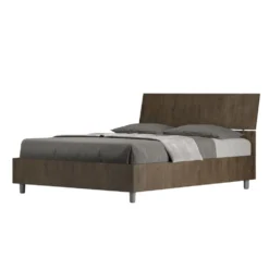 Letto 140x190cm alla francese testiera inclinata effetto legno noce LIT343