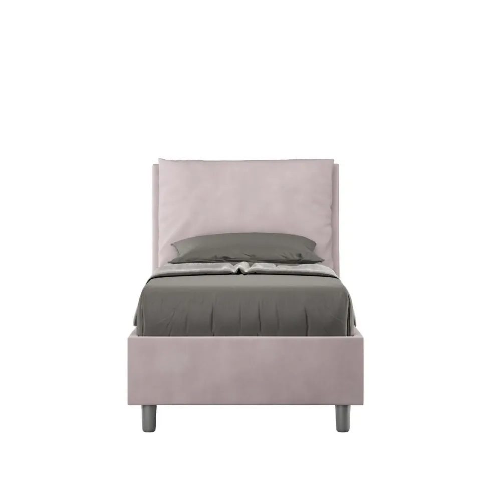 Letto 90x210cm a una piazza con cuscino imbottito in microfibra glicine lilla LIT109