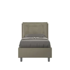 Letto 80x200cm a una piazza contenitore con bottoni cappuccino LIT40