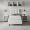 Letto 80x200cm a una piazza contenitore con bottoni bianco LIT40