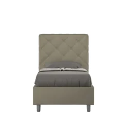 Letto 90x210cm a una piazza con testiera a rombo cappuccino LIT133