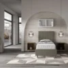 Letto 90x190cm a una piazza con testiera a quadretti in similpelle cappuccino LIT123