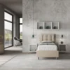 Letto 80x210cm a una piazza con testiera imbottita e bottoni tortora LIT41