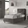 Letto 80x200cm a una piazza con tre bottoni in microfibra grigio LIT49