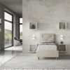 Letto 80x200cm a una piazza con tre bottoni in microfibra sabbia beige LIT49