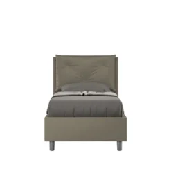 Letto 80x190cm a una piazza con tre bottoni in similpelle cappuccino LIT43
