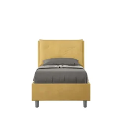 Letto 80x190cm a una piazza con tre bottoni in microfibra ocra LIT45