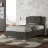 Letto 120x200cm a una piazza e mezza con tre bottoni in microfibra grigio LIT183