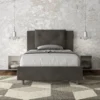 Letto 120x210cm a una piazza e mezza con tre bottoni in microfibra grigio LIT187