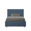 Letto 120x210cm a una piazza e mezza con giroletto in microfibra blu LIT199