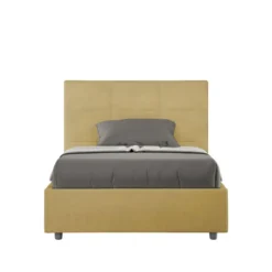 Letto 120x200cm a una piazza e mezza con giroletto in microfibra ocra LIT195
