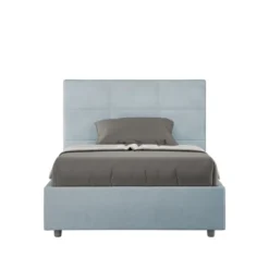 Letto 120x200cm a una piazza e mezza con giroletto in microfibra azzurro LIT195