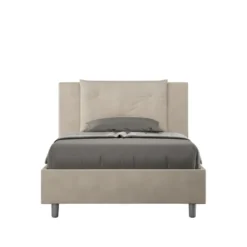 Letto 120x190cm a una piazza e mezza con tre bottoni in microfibra sabbia beige LIT179
