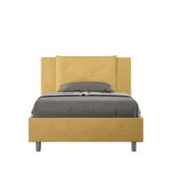 Letto 120x190cm a una piazza e mezza con tre bottoni in microfibra ocra LIT179