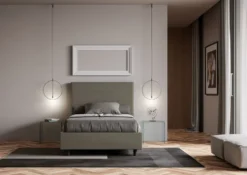 Letto 120x200cm a una piazza e mezza con testiera trapuntata cappuccino LIT203