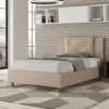 Letto 120x210cm a una piazza e mezza con tre bottoni in similpelle tortora LIT185
