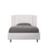 Letto 120x210cm a una piazza e mezza con bottoni in similpelle bianco LIT175