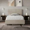 Letto 120x200cm a una piazza e mezza con testiera in microfibra sabbia beige LIT153
