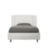 Letto 120x200cm a una piazza e mezza con tre bottoni in similpelle bianco LIT181
