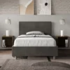 Letto 120x190cm a una piazza e mezza con testiera in microfibra grigio LIT149
