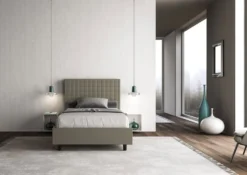 Letto 120x210cm a una piazza e mezza con testiera a quadretti cappuccino LIT211