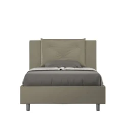 Letto 120x190cm a una piazza e mezza con tre bottoni in similpelle cappuccino LIT177