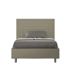 Letto 120x200cm a una piazza e mezza con testiera a quadretti cappuccino LIT209