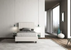 Letto 120x200cm a una piazza e mezza con testiera a quadretti bianco LIT209