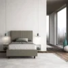 Letto 120x190cm a una piazza e mezza con testiera a quadretti cappuccino LIT207