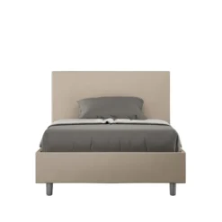 Letto 120x210cm a una piazza e mezza con testiera in similpelle tortora LIT155