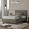 Letto 120x210cm a una piazza e mezza con testiera in similpelle cappuccino LIT155