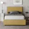 Letto 120x210cm a una piazza e mezza con giroletto in microfibra ocra LIT199