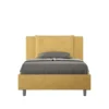 Letto 120x200cm a una piazza e mezza con tre bottoni in microfibra ocra LIT183