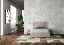 Letto 120x200cm a una piazza e mezza con tre bottoni in microfibra glicine lilla LIT183