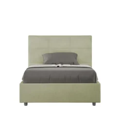 Letto 120x190cm a una piazza e mezza con giroletto in microfibra tè verde LIT191